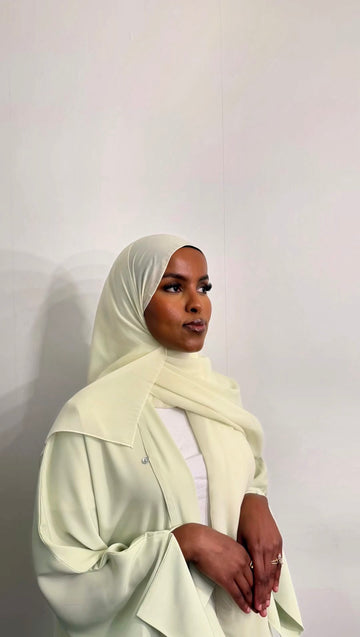Muted Green Open Abaya