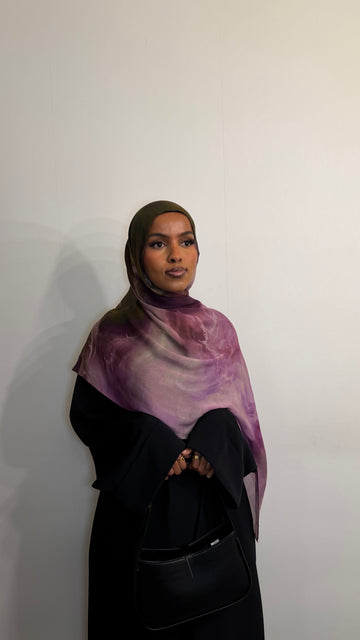 Purple veil printed hijab