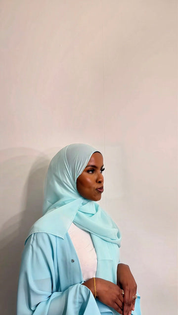 Baby Blue Open Abaya