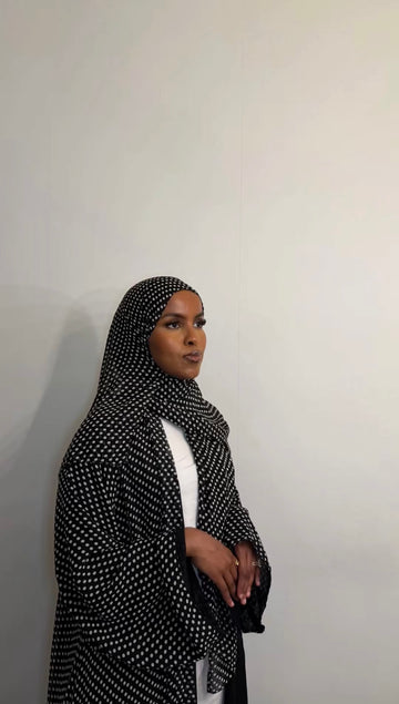 Polka Dots Abaya in Black